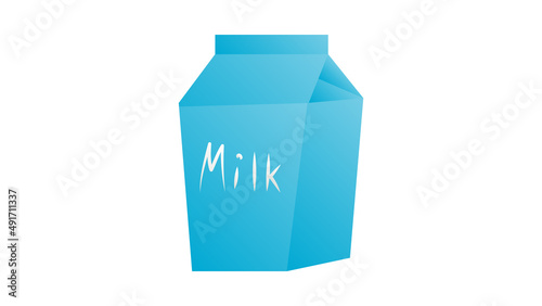 box with milk on a white background, illustration. a large blue cardboard box with a drink. natural drink, coffee additive. healthy food, baby food photo