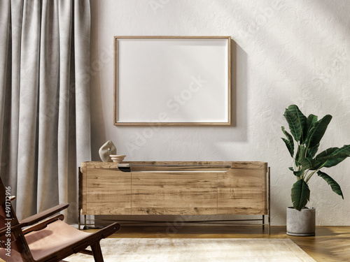 Fotografi Mock-up interior with dresser and decoration