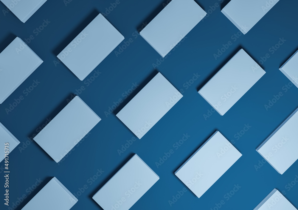 Dark, aqua blue, 3D render minimal, simple, modern top view flat lay product display from above background with repetitive square stands in a pattern Dark, aqua blue, 3D render minimal, simple, modern top view flat lay product display from above background with repetitive square stands in a pattern
