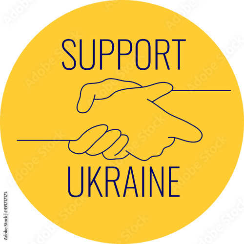 Support Ukraine. I stand with Ukraine. Supporting Hand. Peace to Ukraine. Support Ukraine sign. War in Ukraine concept. 