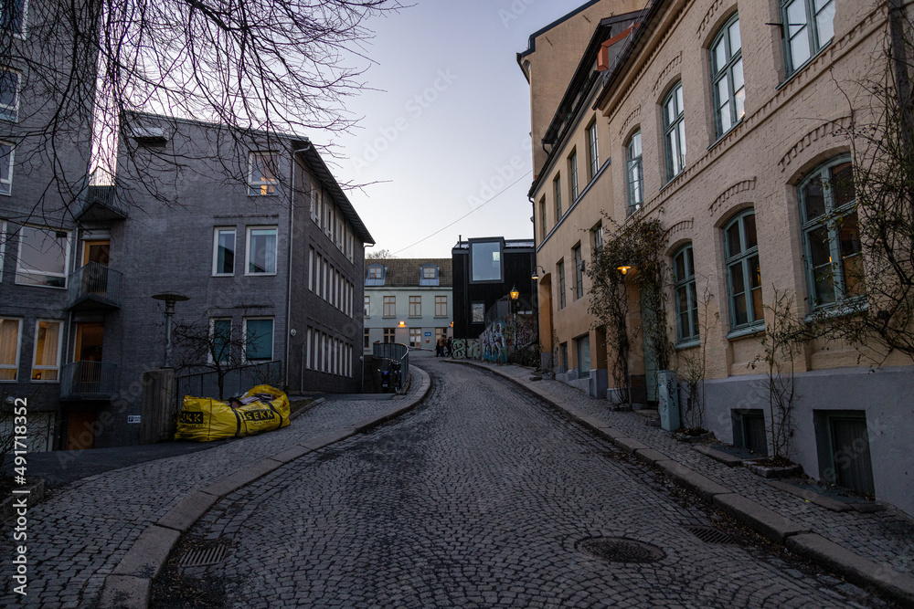 street in the old town, Dopsgate, Oslo, Norway