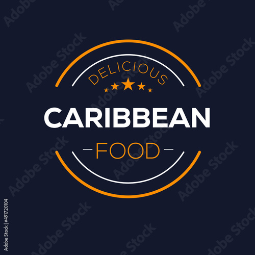 Creative (Caribbean food) logo, sticker, badge, label, vector illustration.