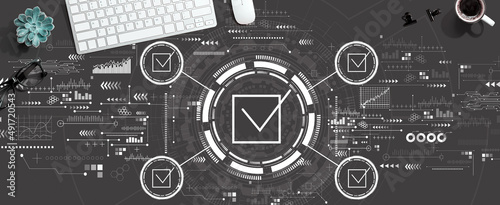 Checklist concept with a computer keyboard and a mouse