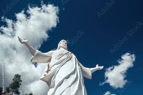 Huanta, Ayacucho, Peru - White christ on the top of the andean mountain. photo