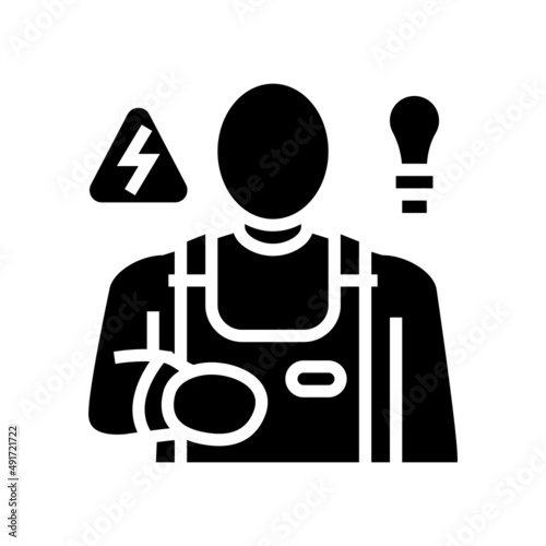 electrician worker glyph icon vector. electrician worker sign. isolated contour symbol black illustration