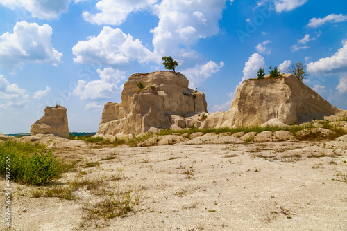 Mountain limestone in the wild. Beautiful landscape background with natural stone photo