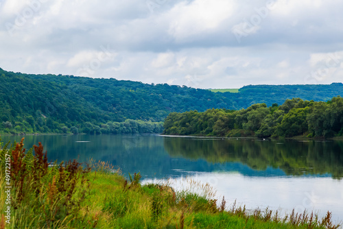 Wide river. Eastern european background with copy space for text or lettering. Ideal for fishing and rafting. photo