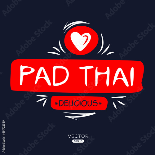 Creative (Pad Thai) logo, Pad Thai sticker, vector illustration.