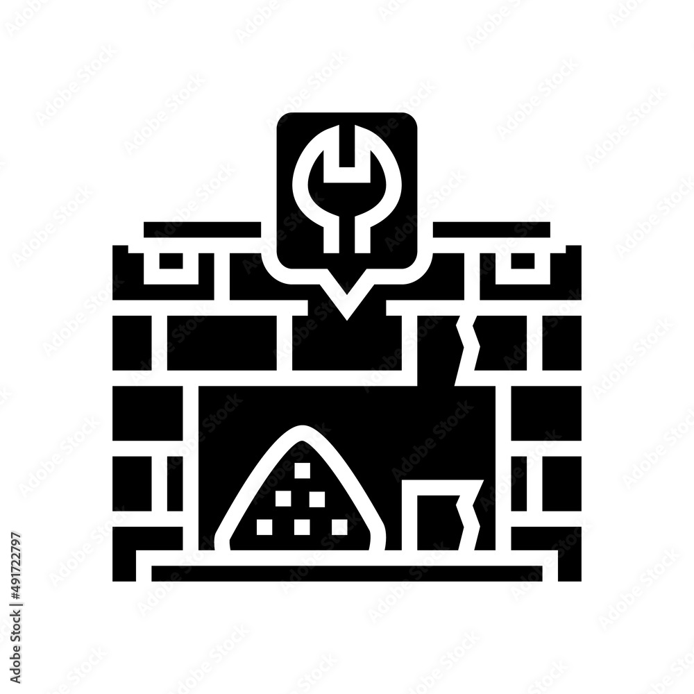 fireplace repair glyph icon vector. fireplace repair sign. isolated contour symbol black illustration fireplace repair glyph icon vector. fireplace repair sign. isolated contour symbol black illustration