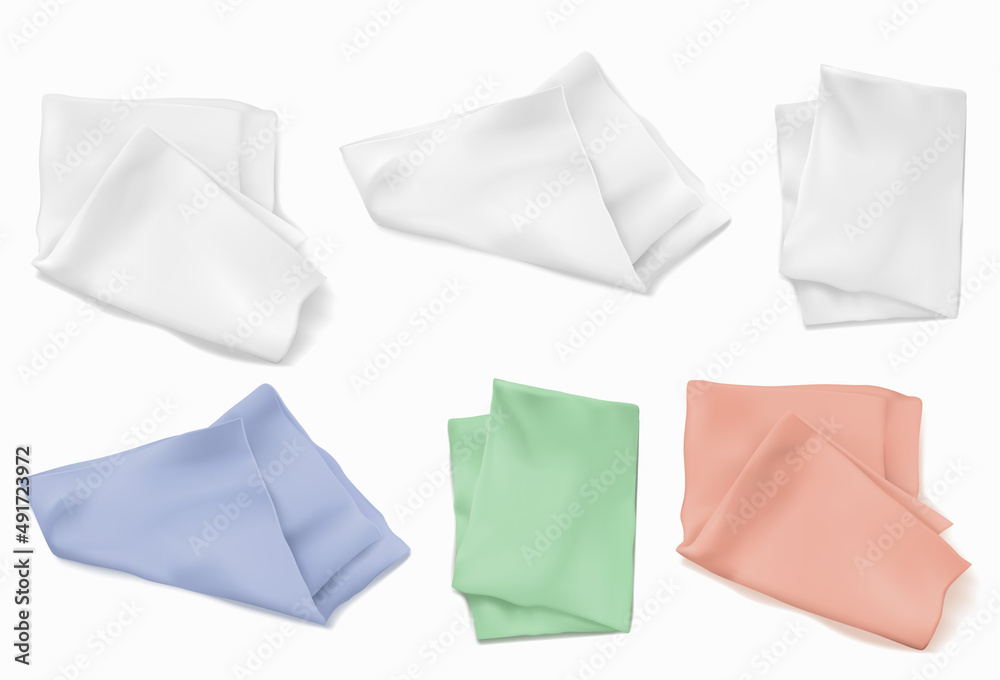 Folded tea towels isolated on white background  vector illustration.