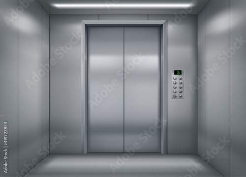 Inside an empty elevator car vector Illustration