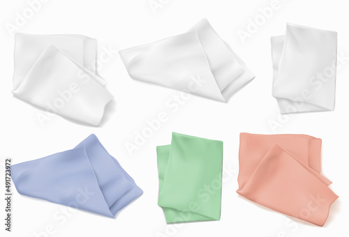 Folded tea towels isolated on white background  vector illustration.