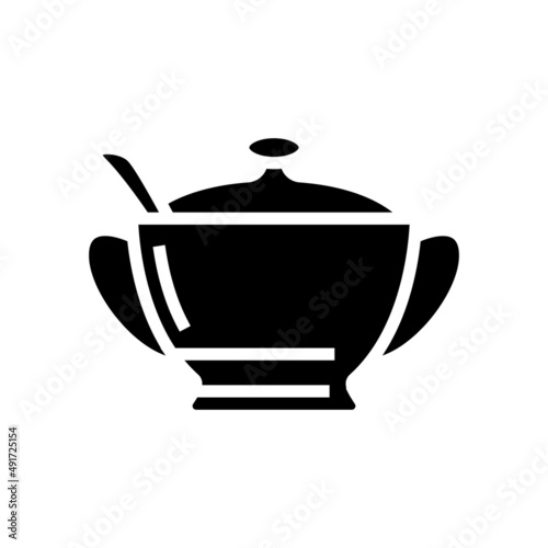 sugar bowl glyph icon vector. sugar bowl sign. isolated contour symbol black illustration