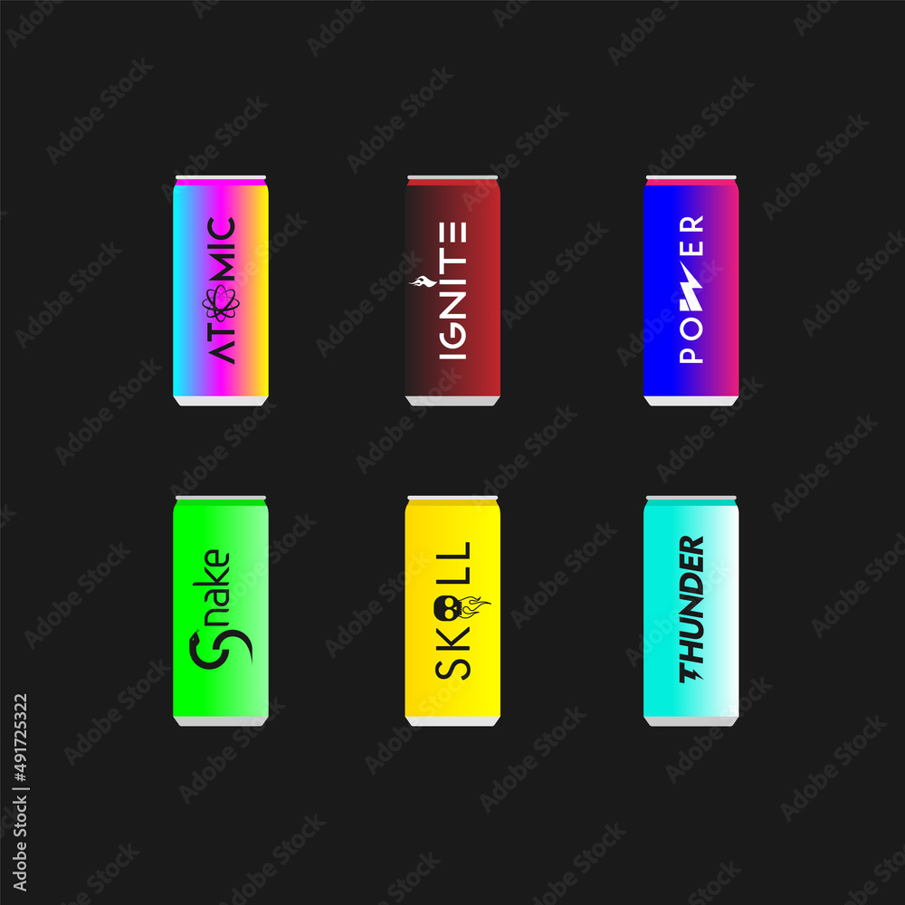 Energy drink can set. Energy drink can set.