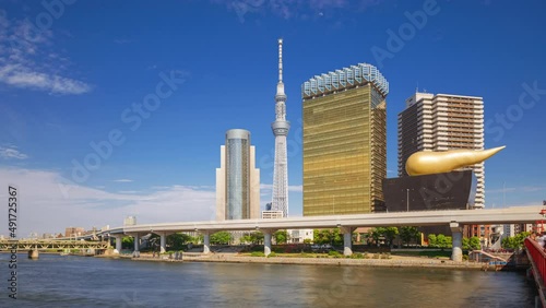 Tokyo, Japan skyline on the Sumida River photo