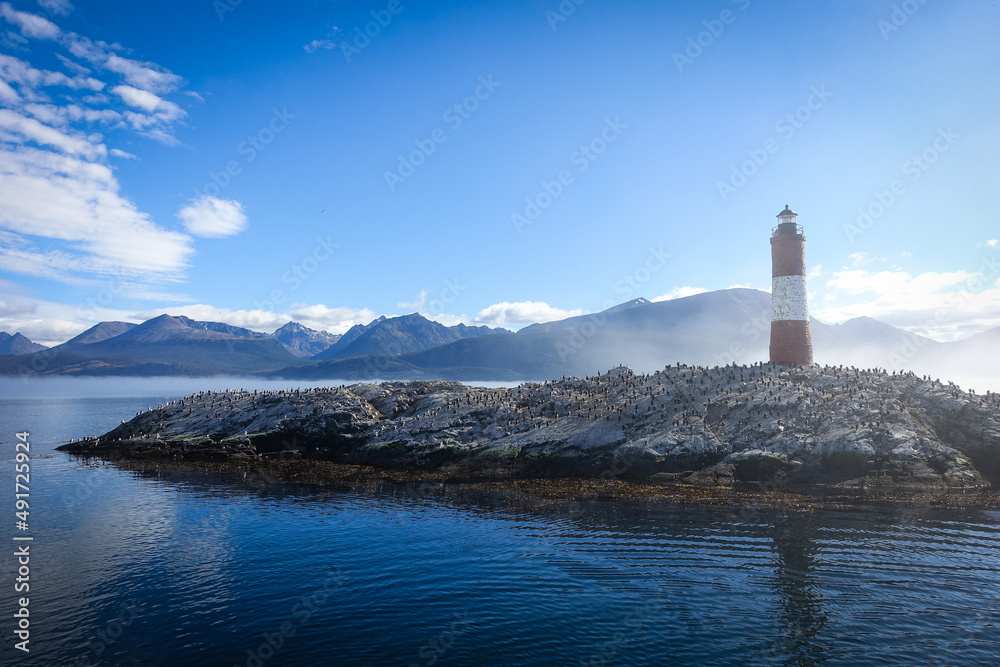 Lighthouse at the end of the world in the beagle channel near ushuaia, Patagonia