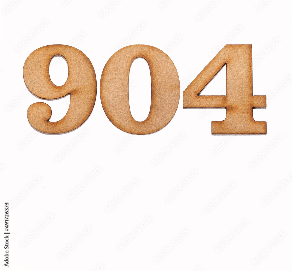 Number 904 in wood, isolated on white background Number 904 in wood, isolated on white background