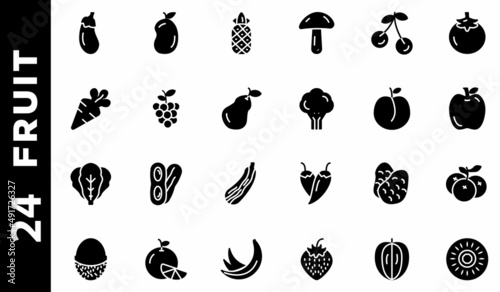 Fruit icon set solid style vector for your design