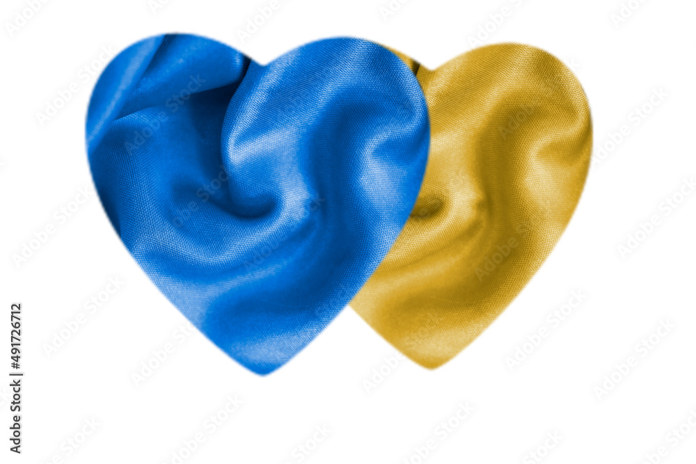 Fototapeta premium flag Ukraine silk background heart shape