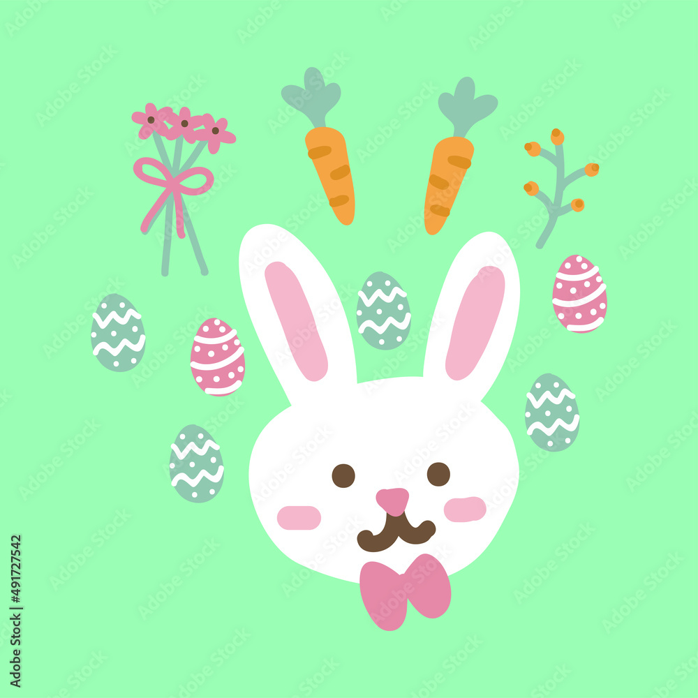 vector cute bunny head with egg vector cute bunny head with egg