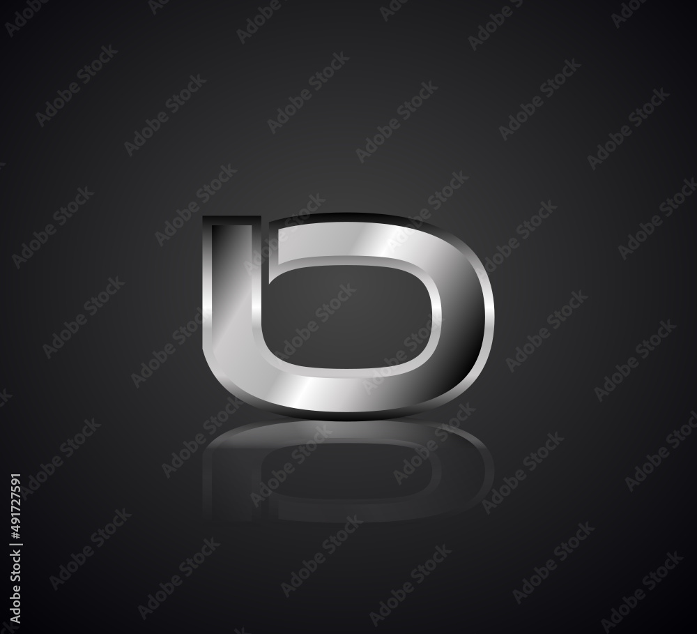 Modern Initial logo 2 letters Silver Metal Chrome simple in Dark Background with Shadow Reflection IO Modern Initial logo 2 letters Silver Metal Chrome simple in Dark Background with Shadow Reflection IO