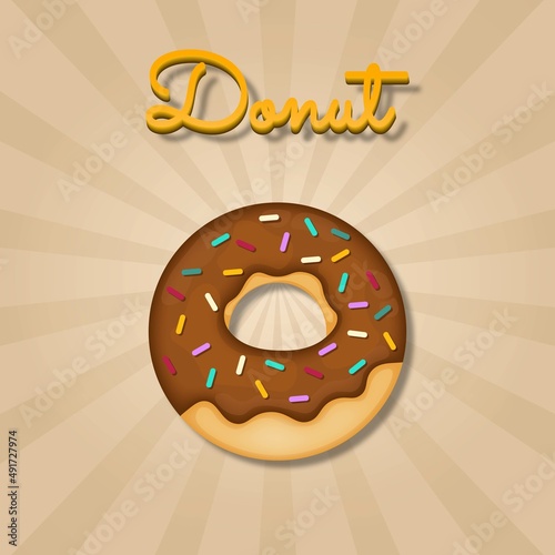 Brown enameled sweet donut. Donuts vector illustration.