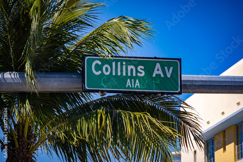 Famous Collins Avenue - street sign in Miami Beach - travel photography photo