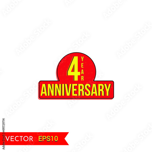 4 years anniversary vector icon, 4th year anniversary vector label,Creative celebration views typography design badges.abstract promotion graphic elements vector illustration.
