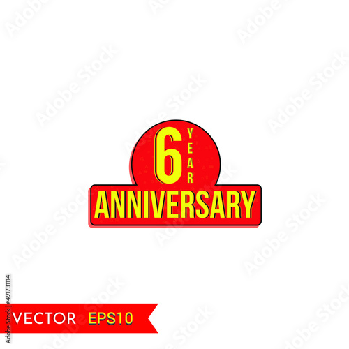 6 years anniversary vector icon, 6th year anniversary vector label,Creative celebration views typography design badges.abstract promotion graphic elements vector illustration.