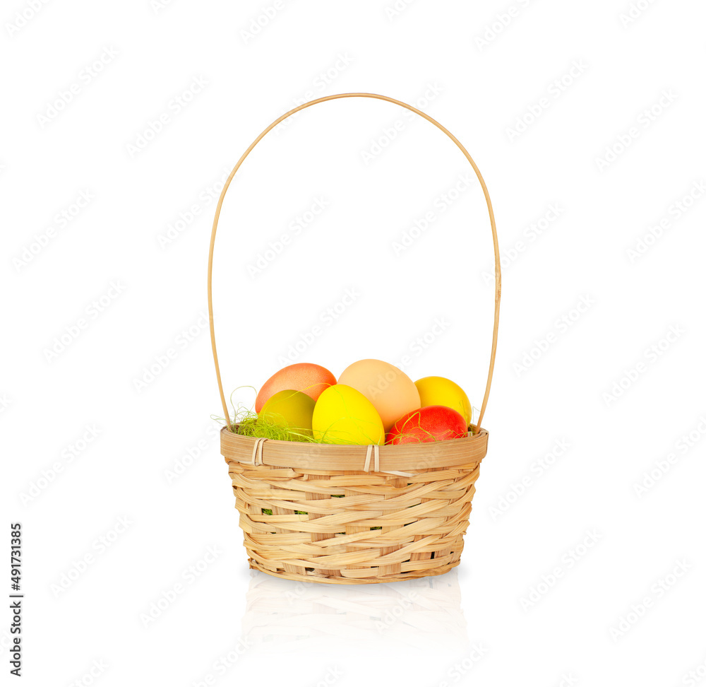 easter egg basket isolated on white background easter egg basket isolated on white background