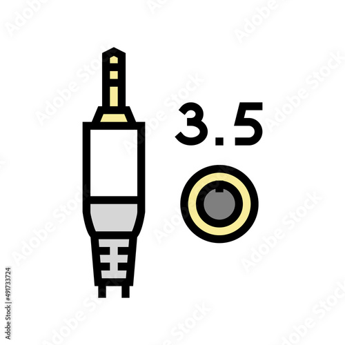 mini jack 3.5 color icon vector. mini jack 3.5 sign. isolated symbol illustration