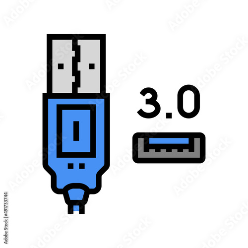 usb 3.0 color icon vector. usb 3.0 sign. isolated symbol illustration