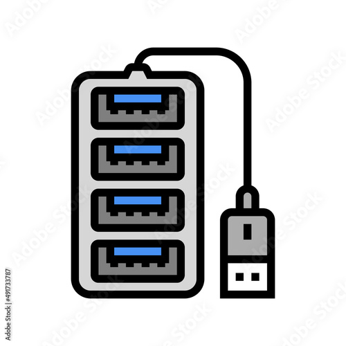hub usb color icon vector. hub usb sign. isolated symbol illustration