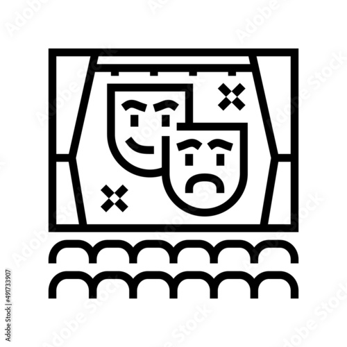 spectacle in amusement park line icon vector. spectacle in amusement park sign. isolated contour symbol black illustration