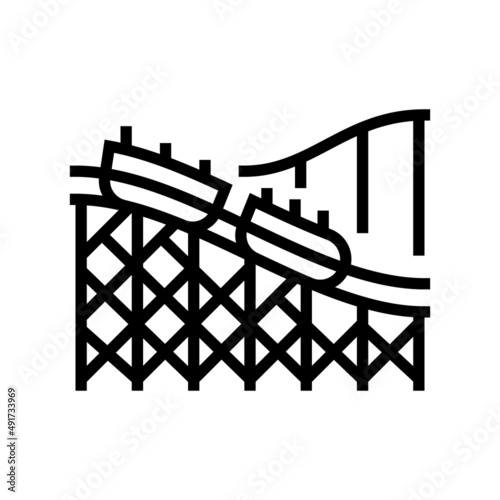 rollercoaster amusement park line icon vector. rollercoaster amusement park sign. isolated contour symbol black illustration