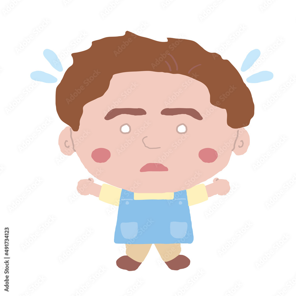 男性　エプロン　保育士　イラスト素材
