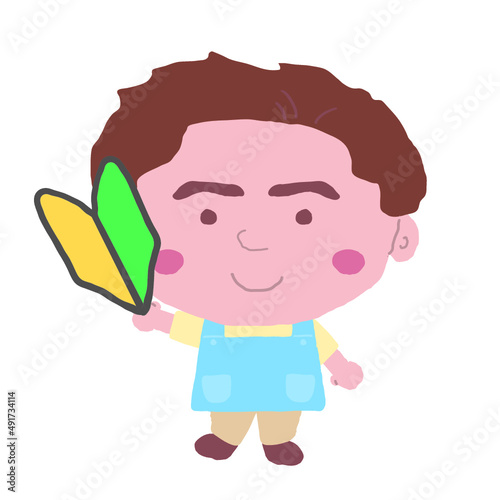 男性　エプロン　保育士　イラスト素材