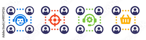Customer service icon set. Business marketing symbol isolated on white background. 