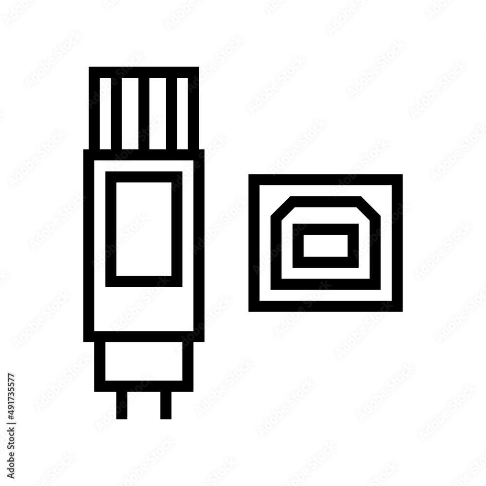 usb type b line icon vector. usb type b sign. isolated contour symbol black illustration