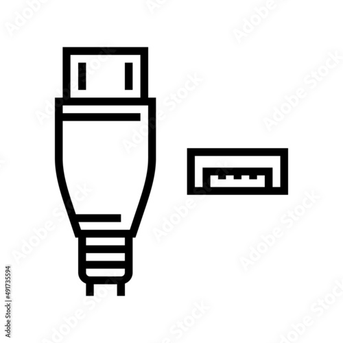 usb micro a line icon vector. usb micro a sign. isolated contour symbol black illustration