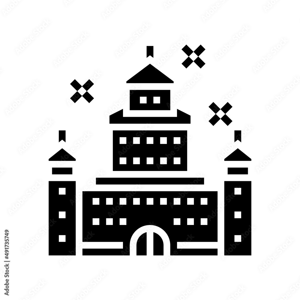 carnival castle amusement park glyph icon vector. carnival castle amusement park sign. isolated contour symbol black illustration