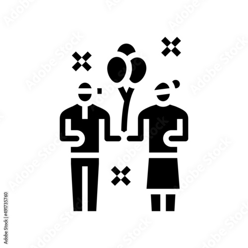 kids enjoying in amusement park glyph icon vector. kids enjoying in amusement park sign. isolated contour symbol black illustration