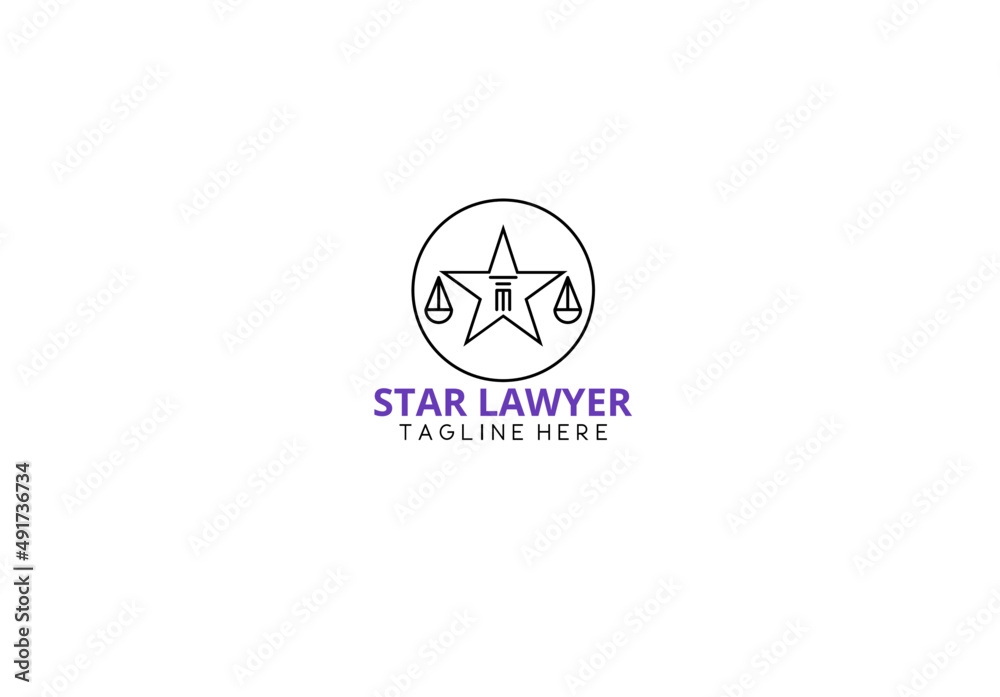 thin line star symbol Law Firm,Law Office, Lawyer services logo.Vector logo and business card