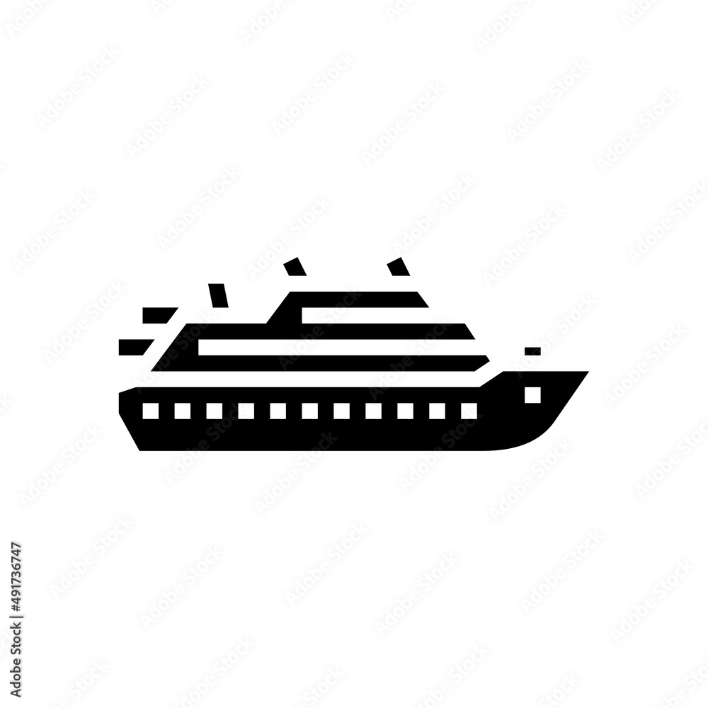 cruise ship liner glyph icon vector. cruise ship liner sign. isolated contour symbol black illustration