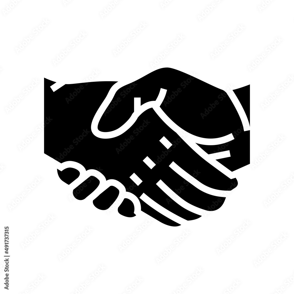 handshake with hand glyph icon vector. handshake with hand sign. isolated contour symbol black illustration handshake with hand glyph icon vector. handshake with hand sign. isolated contour symbol black illustration