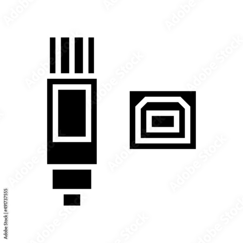 usb type b glyph icon vector. usb type b sign. isolated contour symbol black illustration