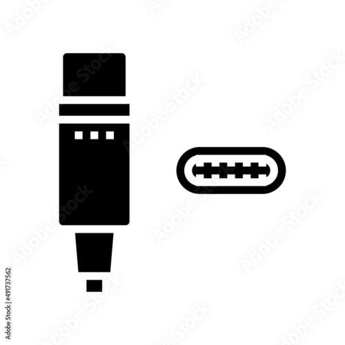 usb type c glyph icon vector. usb type c sign. isolated contour symbol black illustration