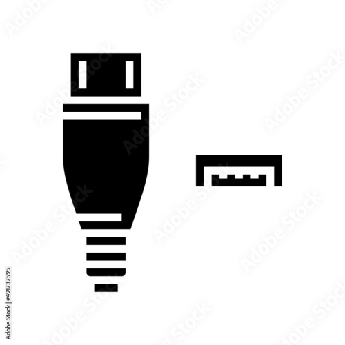 usb micro a glyph icon vector. usb micro a sign. isolated contour symbol black illustration