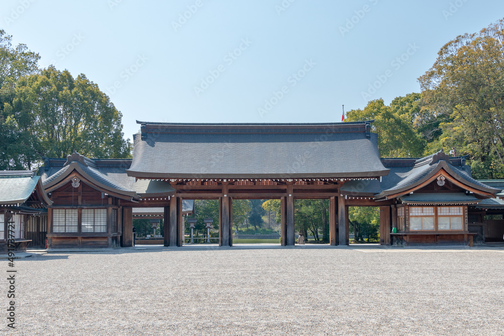 South entrance gate of Kashihara shrine in Nara, Japan South entrance gate of Kashihara shrine in Nara, Japan
