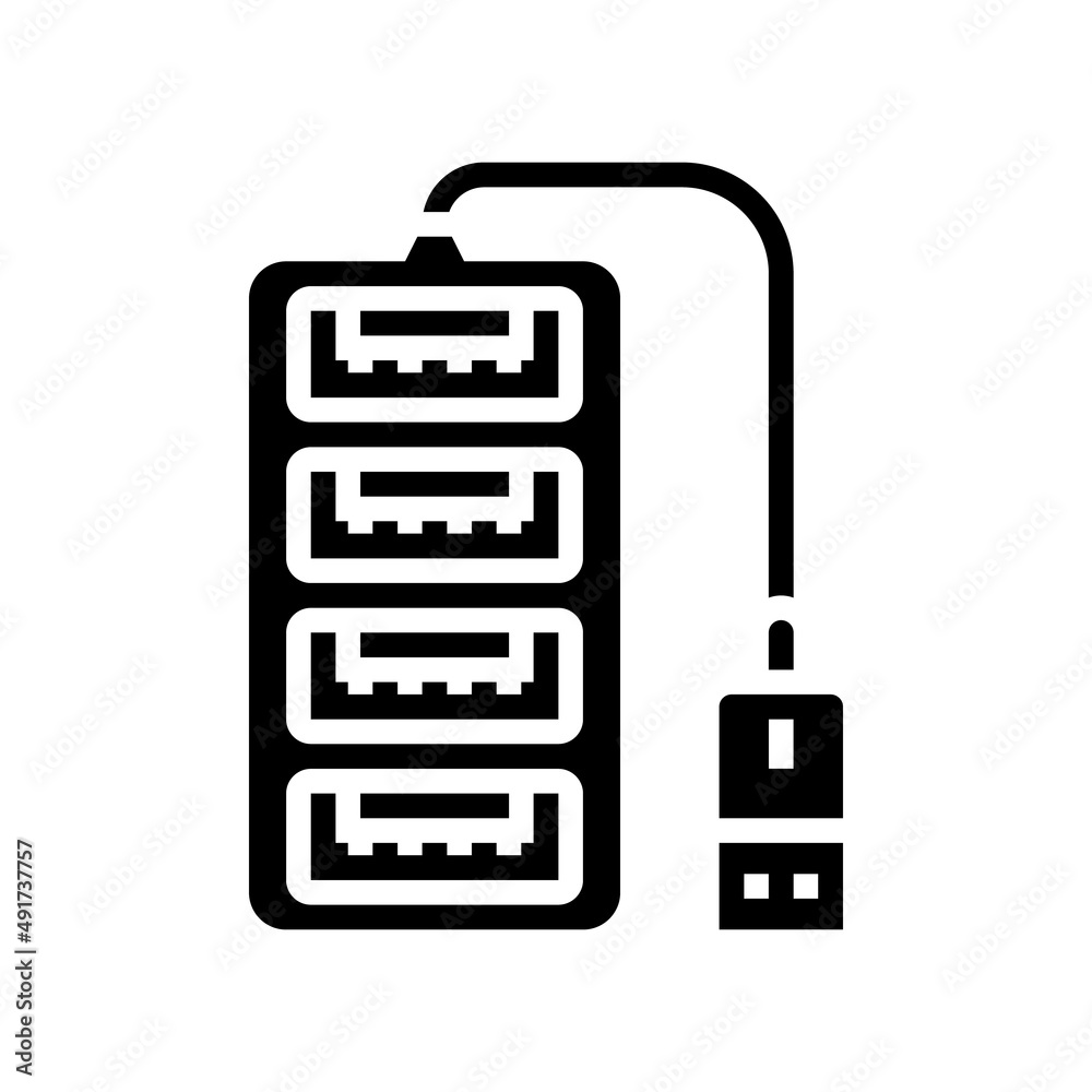 hub usb glyph icon vector. hub usb sign. isolated contour symbol black illustration hub usb glyph icon vector. hub usb sign. isolated contour symbol black illustration